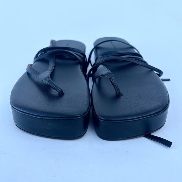 Amina Muaddi Jamie Lambskin Leather Lace Up Flatforms Platform 10 Black 41 - Picture 9 of 13